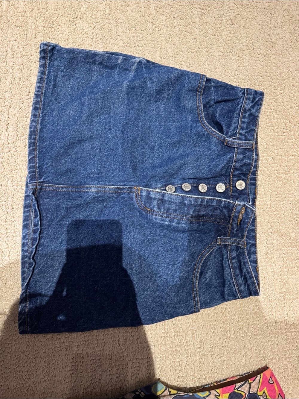 Brandy Melville Blue Denim Button-Front Mini Skirt